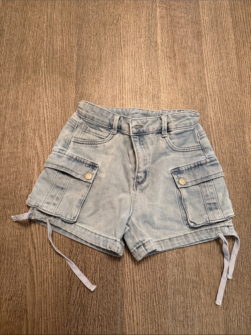 Tractr Light Blue Denim Cargo Shorts with SideTies